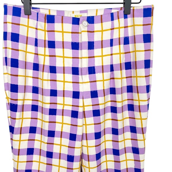 Anthropologie NWOT Maeve Susanna Flare Pants Medium Petite Crop Purple Plaid - Picture 8 of 16